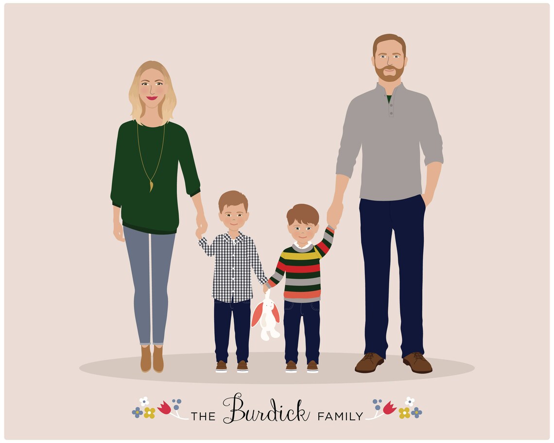 Modern Illustration of Four Women Our Family Portrait Poster - Image 5