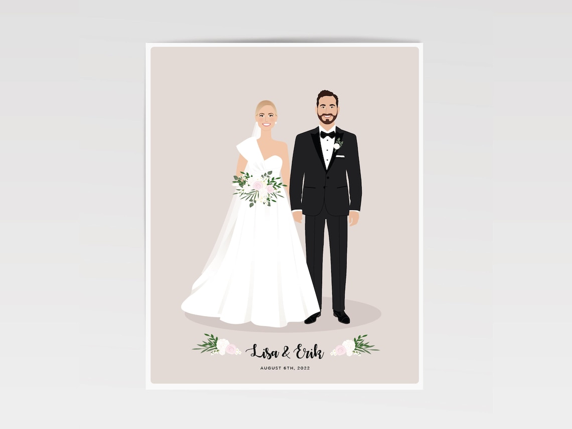 Personalized Wedding Gift, Custom Couple Illustration
