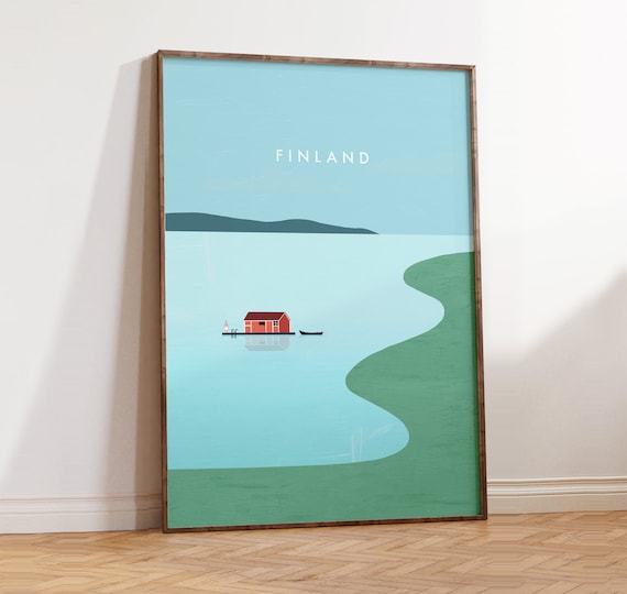 Finland Poster Scandinavian Picture Scandinavian Landscape Decoration In Minimalist Design