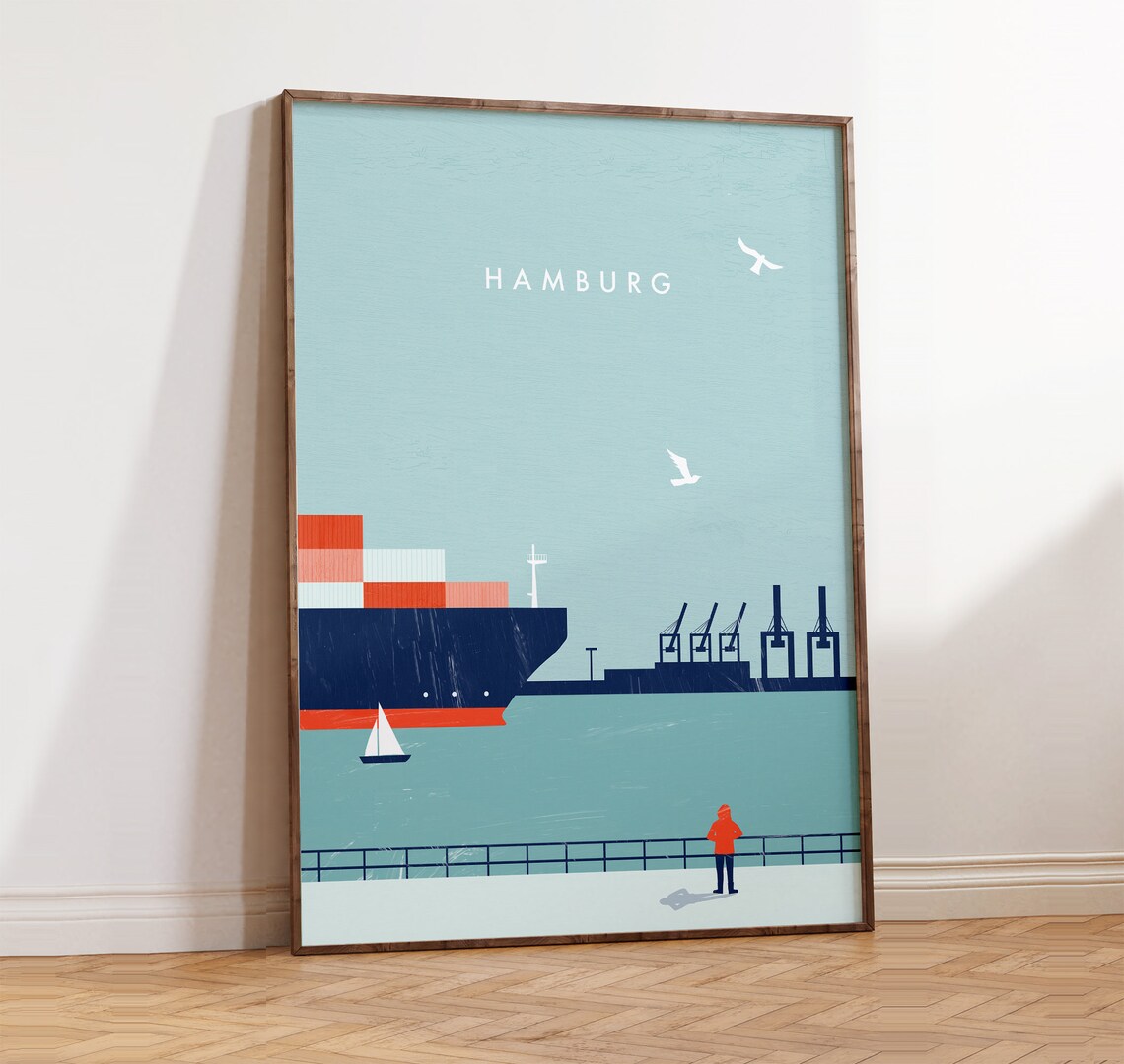 Hamburg Minimalist Maritime Travel Poster