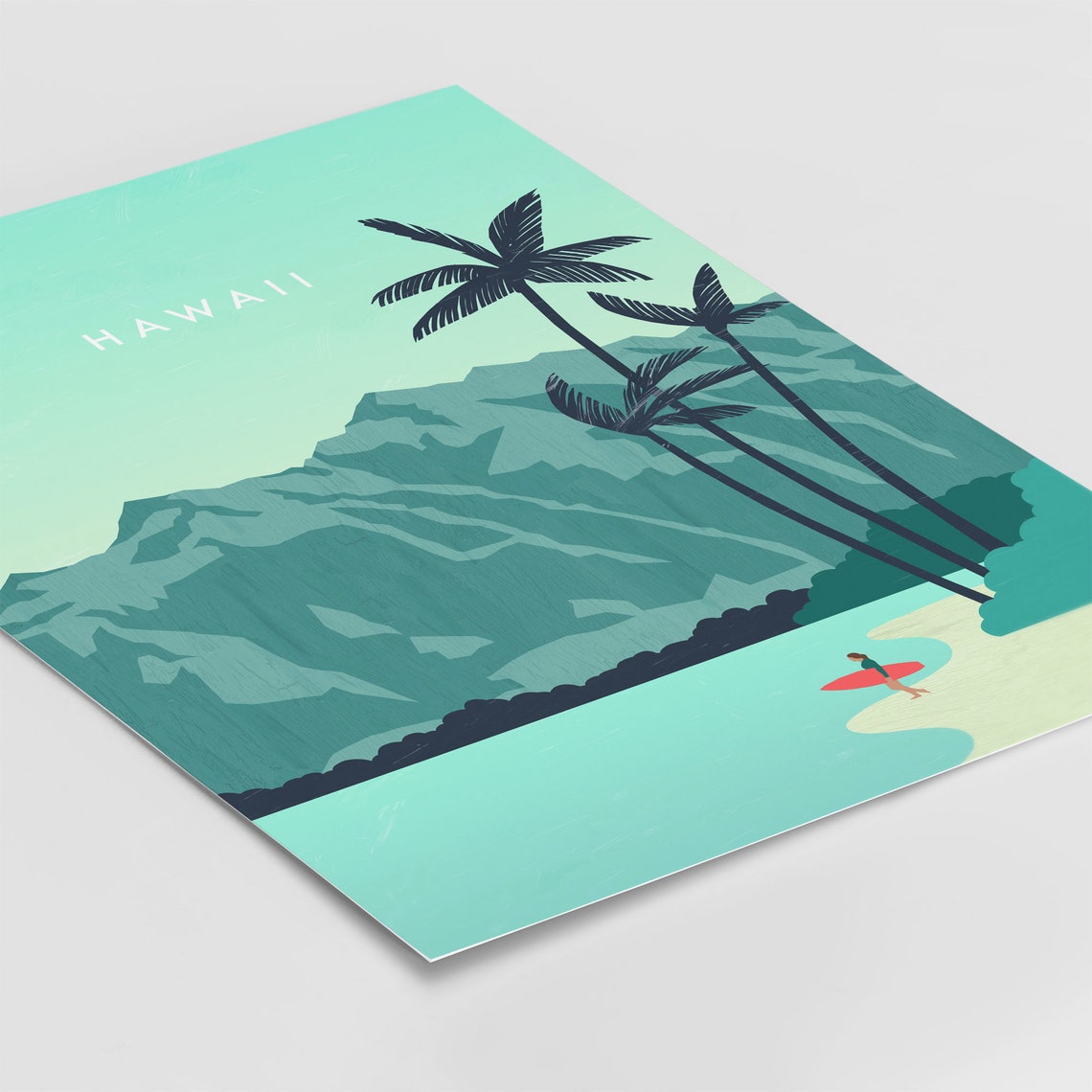 Hawaii Island Paradise Surf Beach Palm Trees Turquoise Poster - Image 2