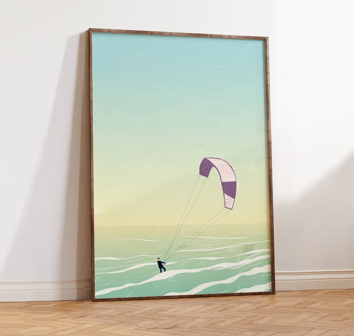 Surf Poster Kitesurfing Poster Surfer Print