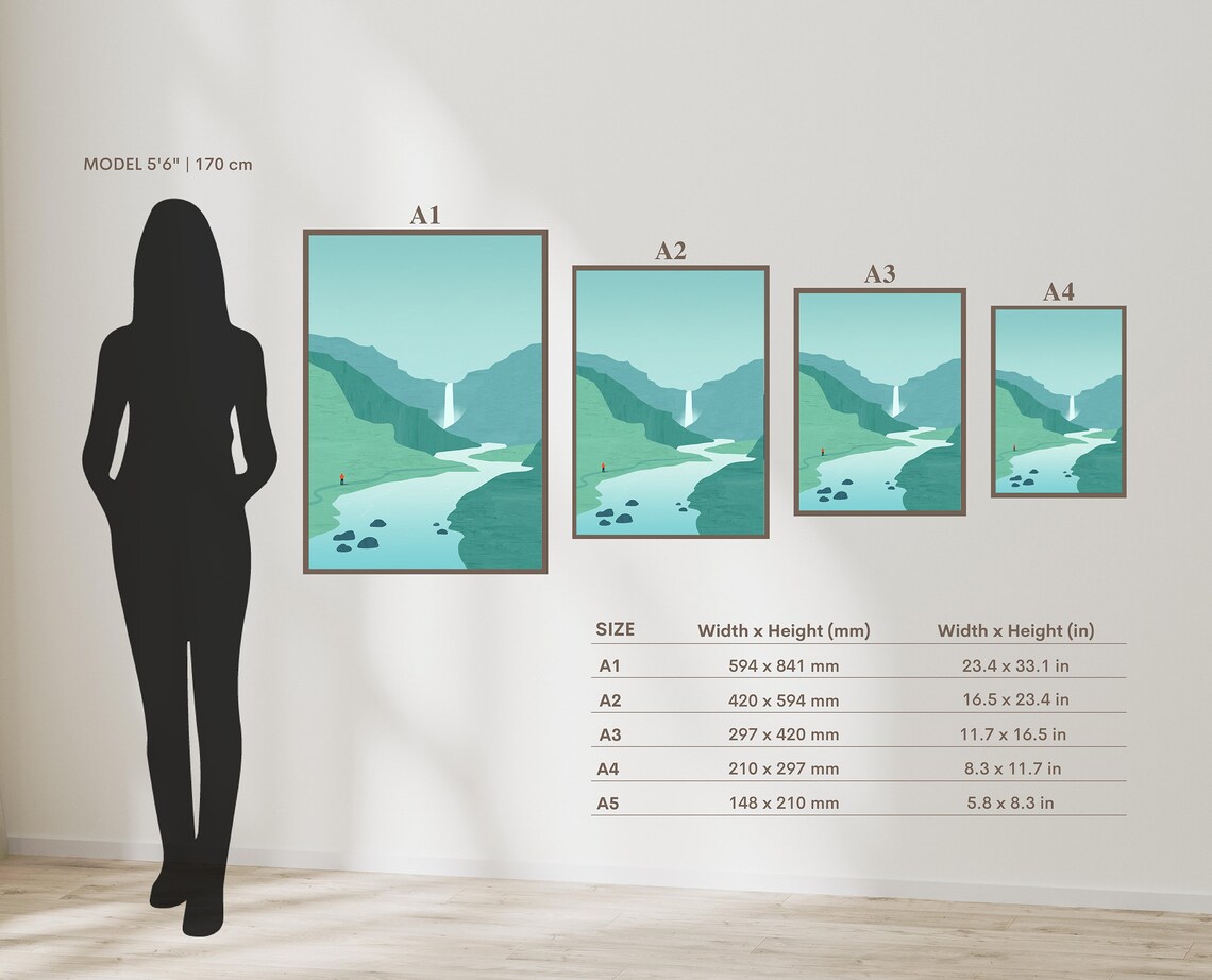 Minimalist Iceland Landscape - Waterfall Art Print - Image 2