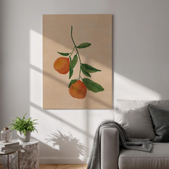 Minimalist Orange Branch Japandi Botanical Still Life Wall Art