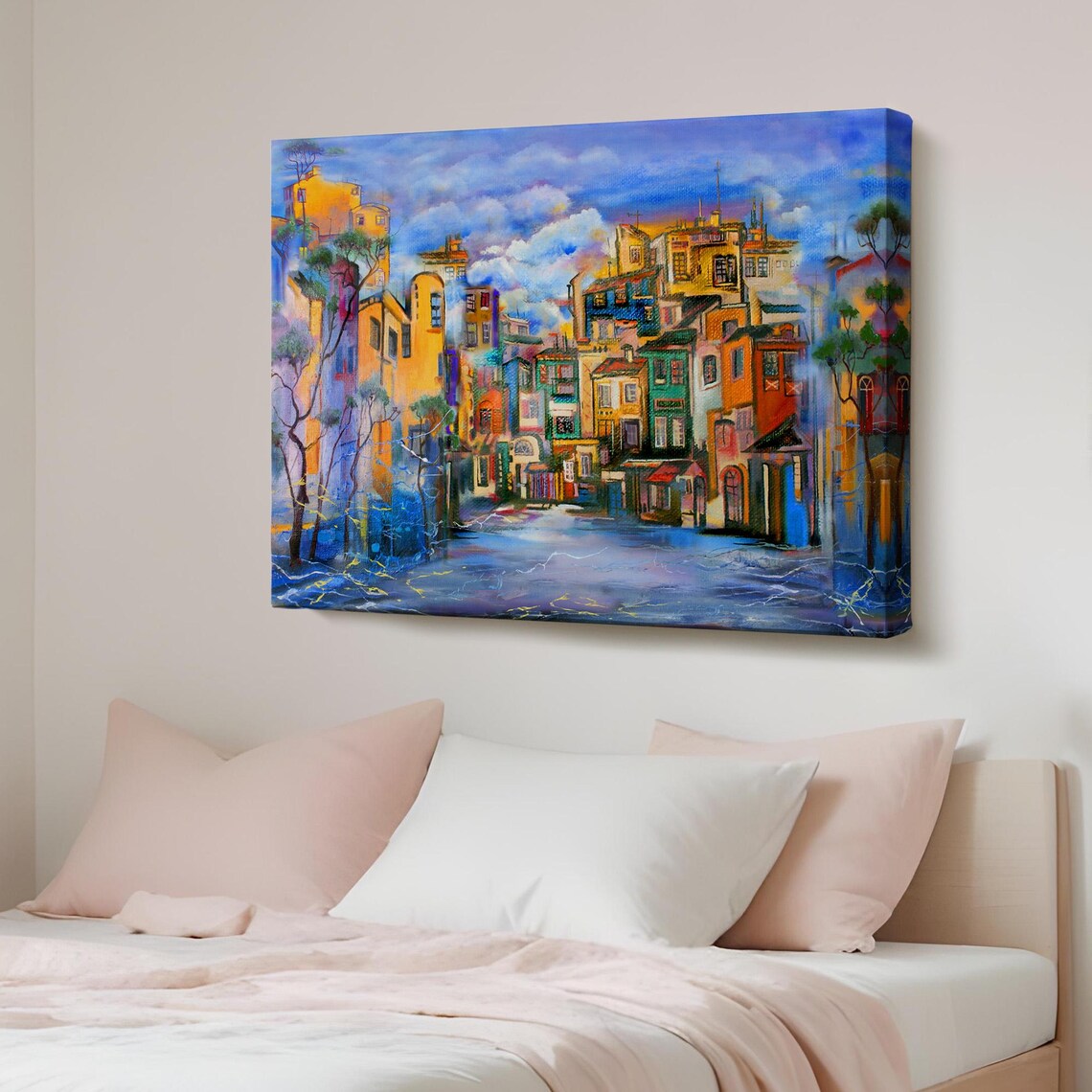 Abstract Colorful City Street Painting Modern Expressionist Poster