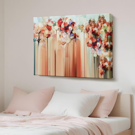 Abstract Flowers Oil Painting Look Decorative Canvas Wall Art Flower Modern Decor Housewarming Gifts
