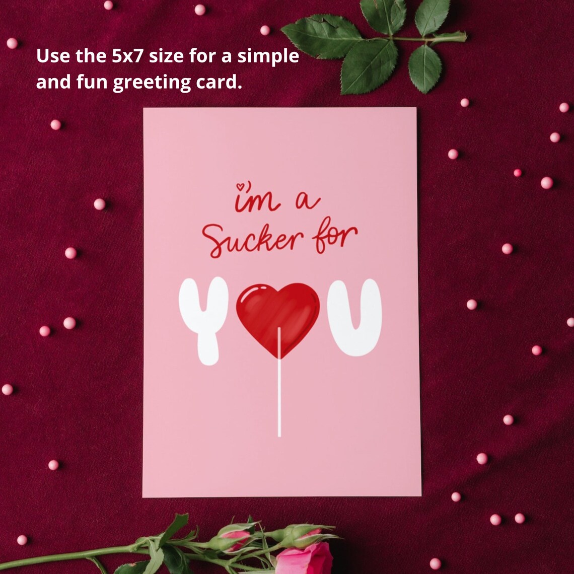 Im A Sucker For You Pink Heart Lollipop Valentine Love Art Print - Image 4