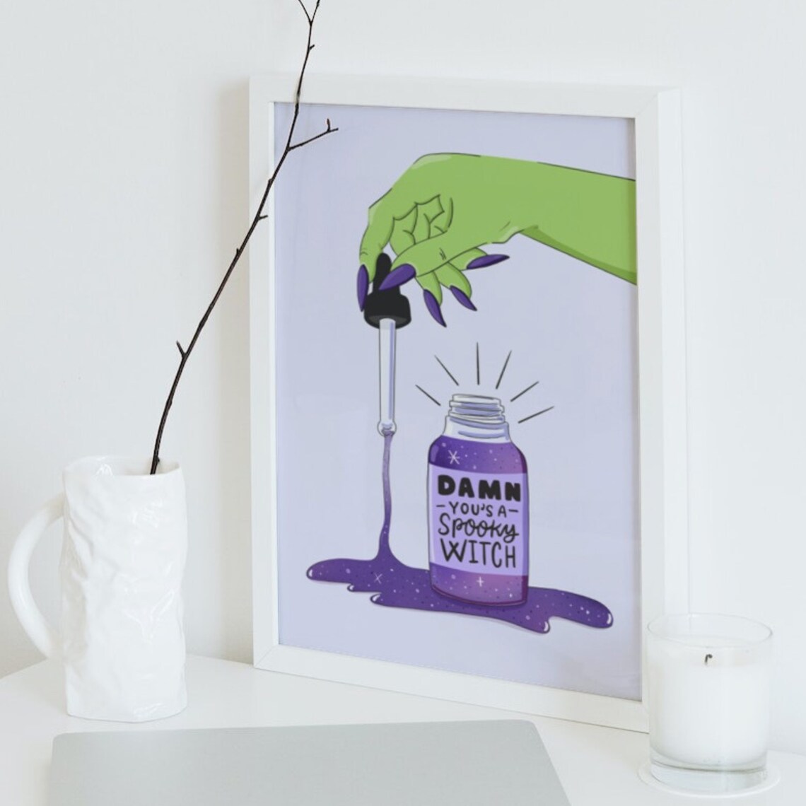Damn Yous A Spooky Witch Purple Potion Bottle Halloween Art Print - Image 4