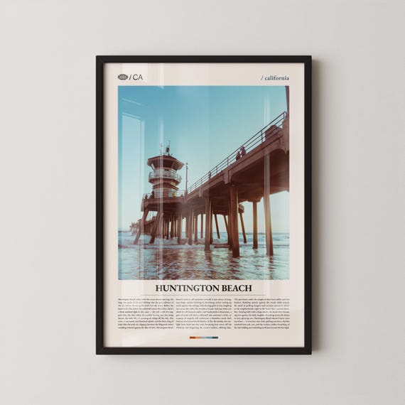 Huntington Beach Travel Poster, Bolsa Chica Pier