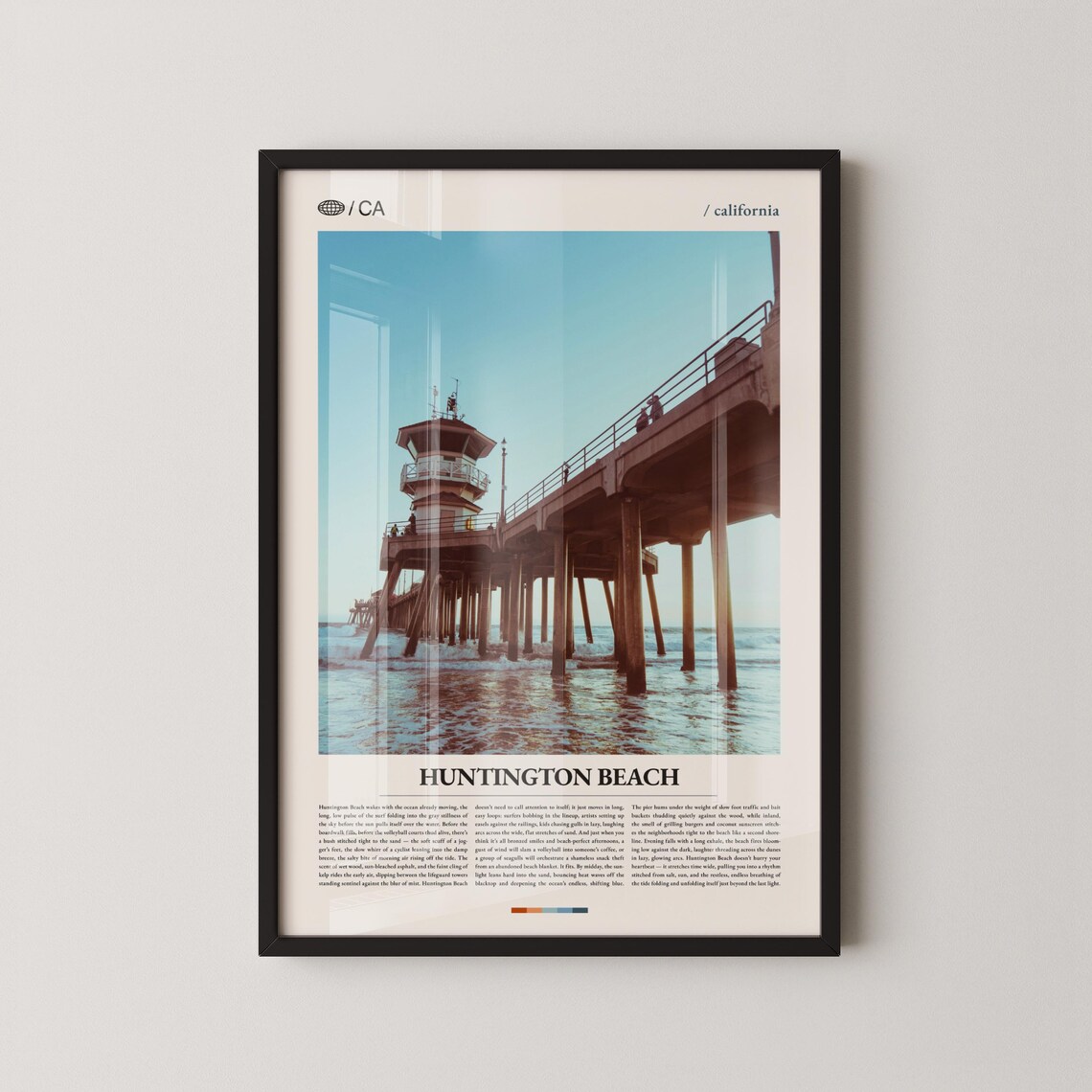 Huntington Beach Travel Poster, Bolsa Chica Pier