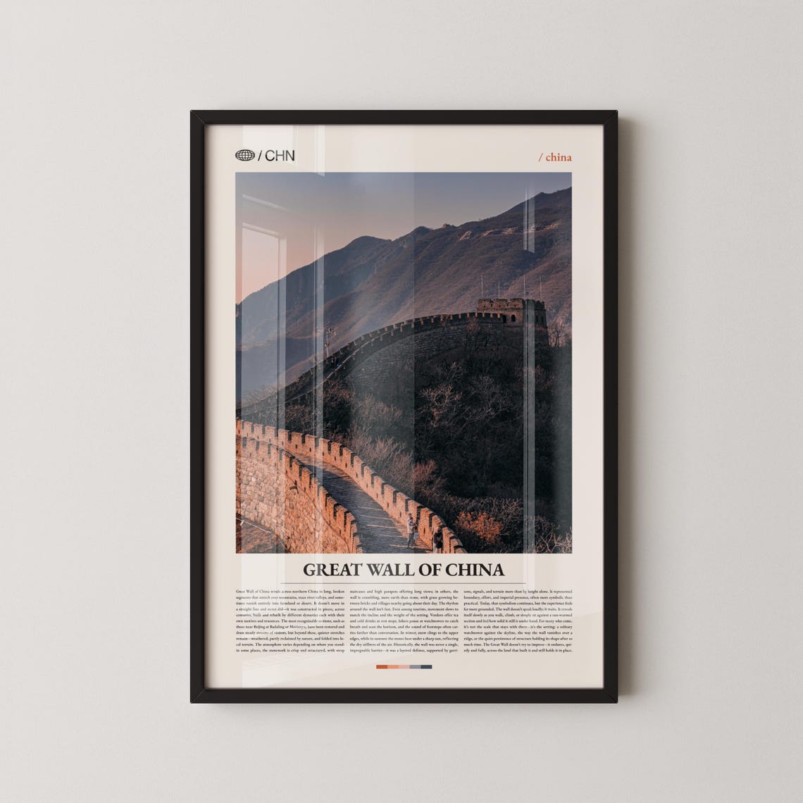 Great Wall Of China Mountain Ridge Historic Landscape Travel Poster