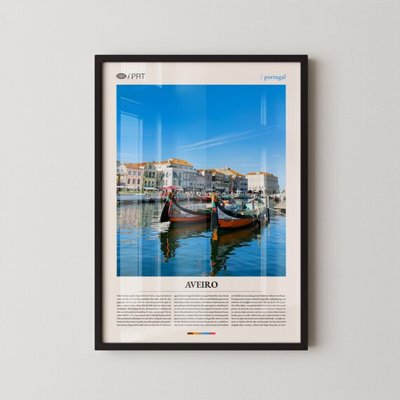 Aveiro Portugal Canal Moliceiro Boats Colorful Waterfront Poster