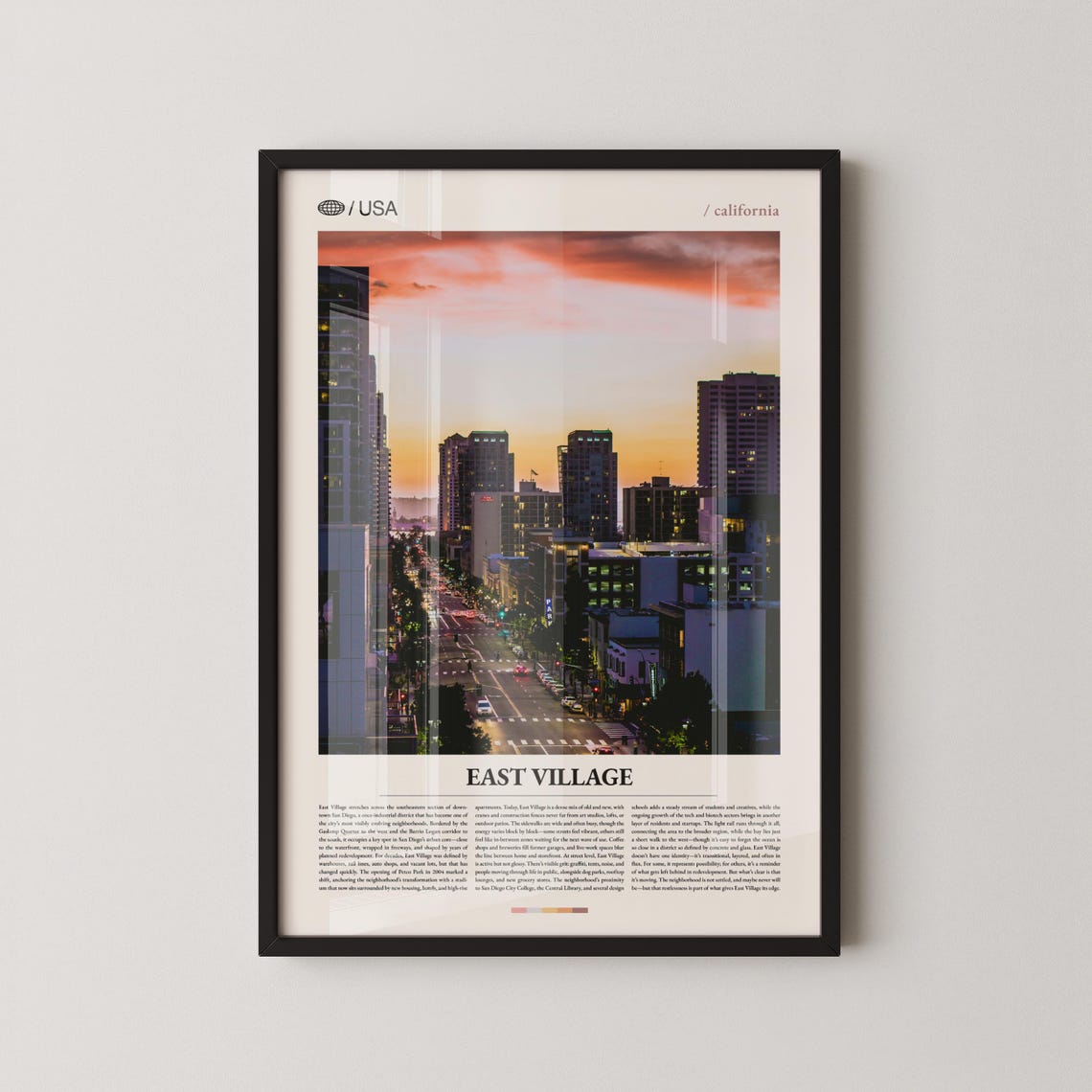 East Village San Diego High-Rise Towers Red Sky Sunset Poster