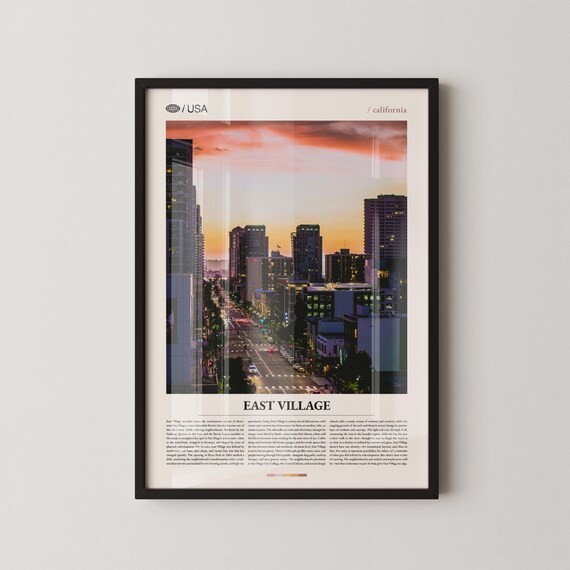 East Village San Diego High-Rise Towers Red Sky Sunset Poster