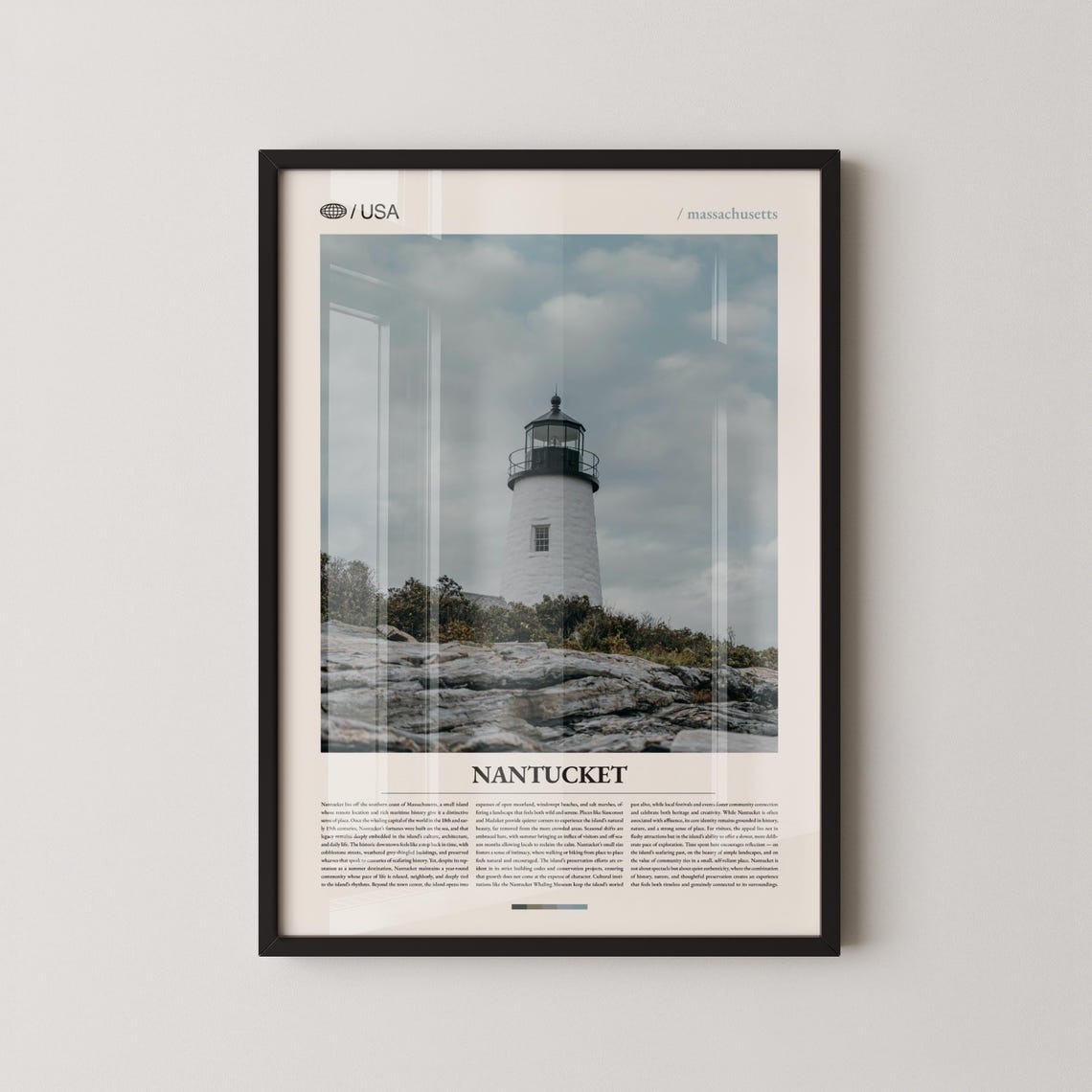 Nantucket Massachusetts Coastal Lighthouse Rocks Photo Poster