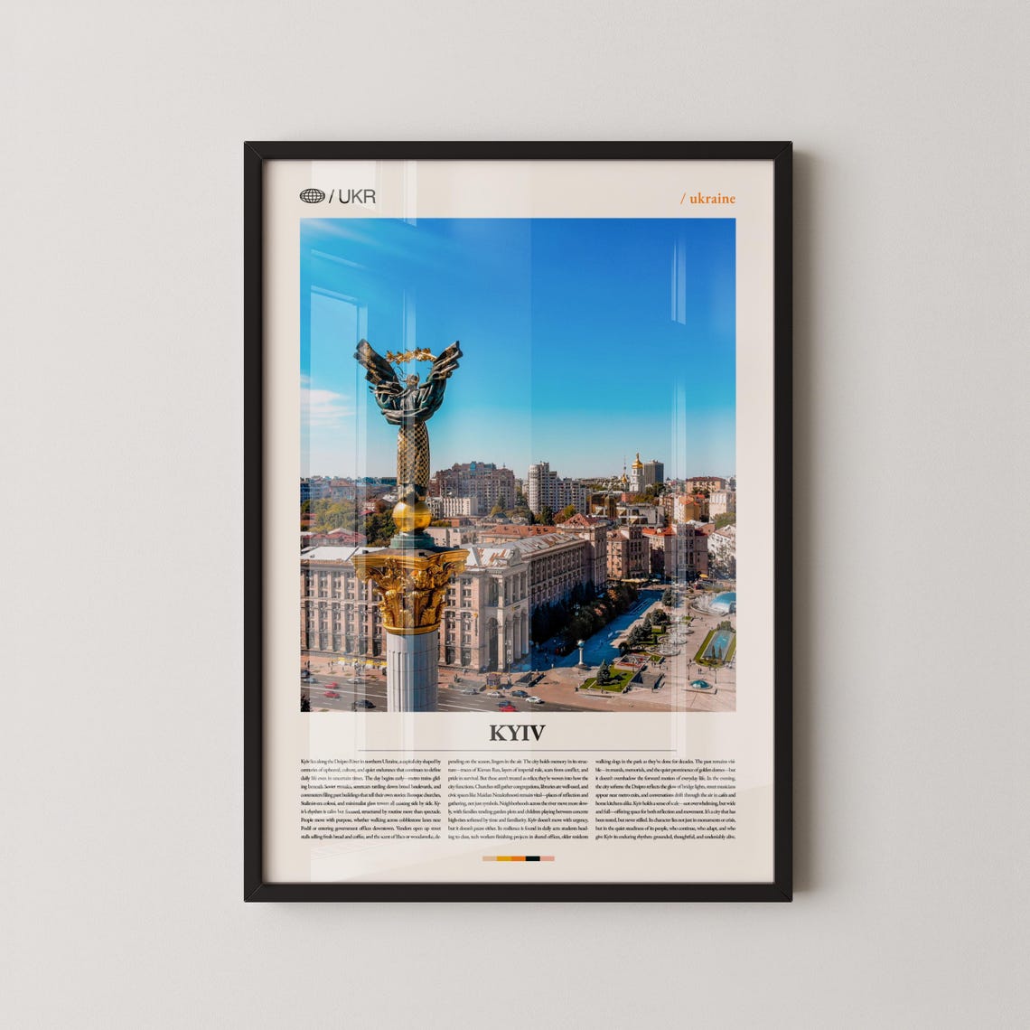 Kyiv Independence Monument Close-Up Column Skyline Travel Poster