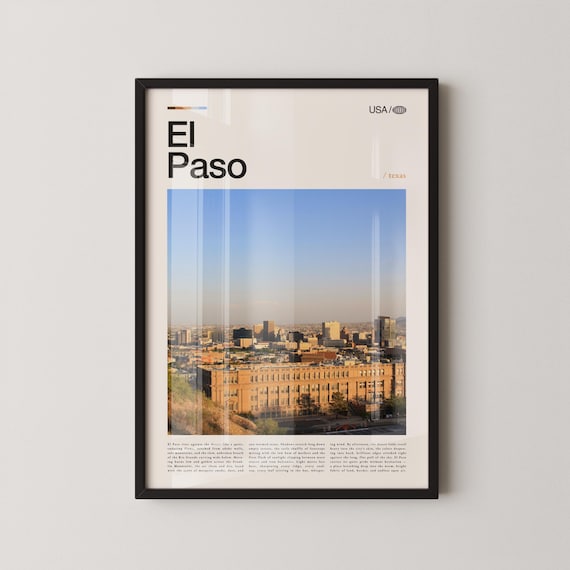El Paso Texas Downtown Skyline Bright Daytime Desert Photo Poster