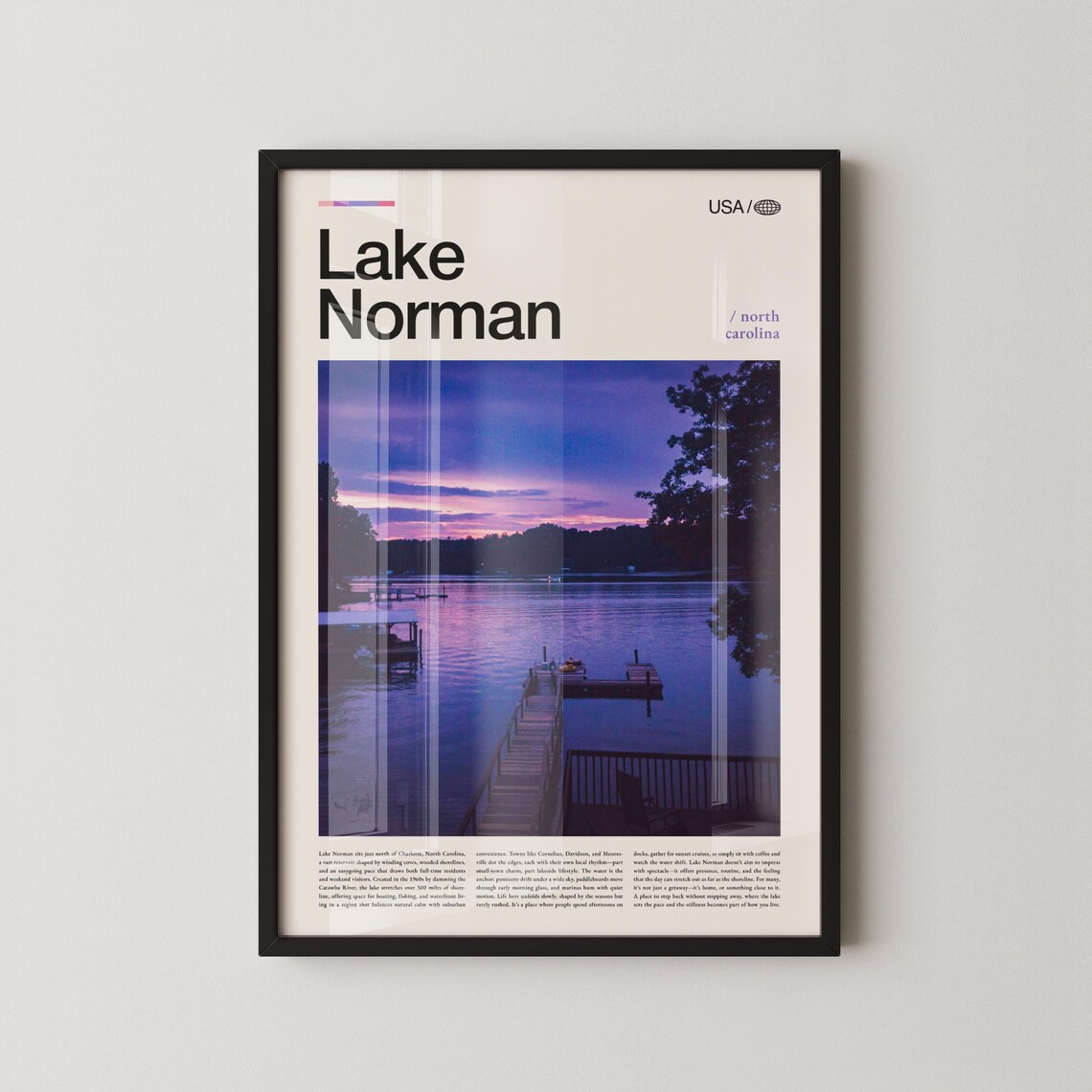 Lake Norman North Carolina Blue Dusk Lakefront Travel Photo Poster