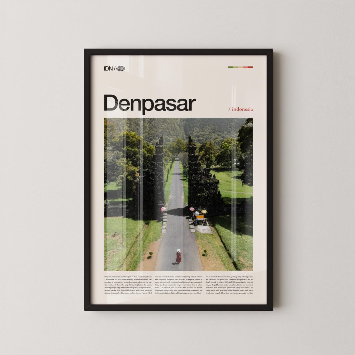 Denpasar Bali Indonesia Temple Gate Road Tropical Travel Poster