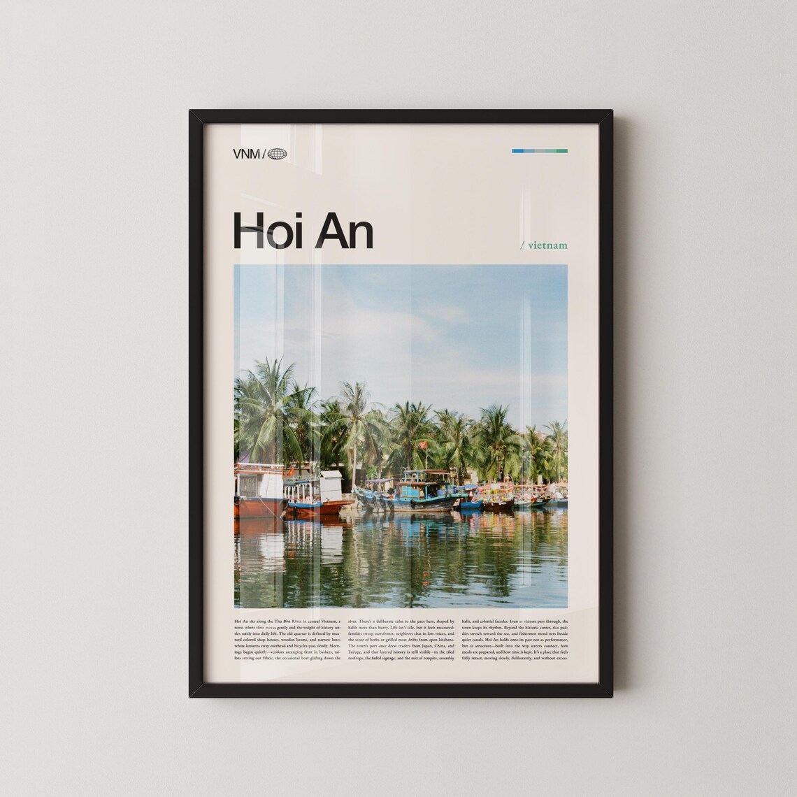 Hoi An Vietnam Fishing Boats Palm River Lantern Town Travel Poster