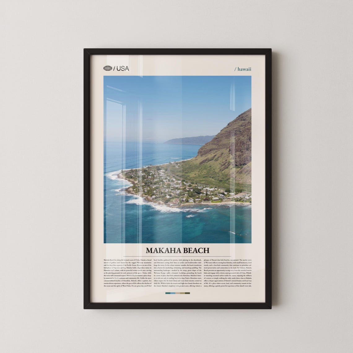 Makaha Beach Hawaii Aerial Coastal Landscape Travel Photo Poster