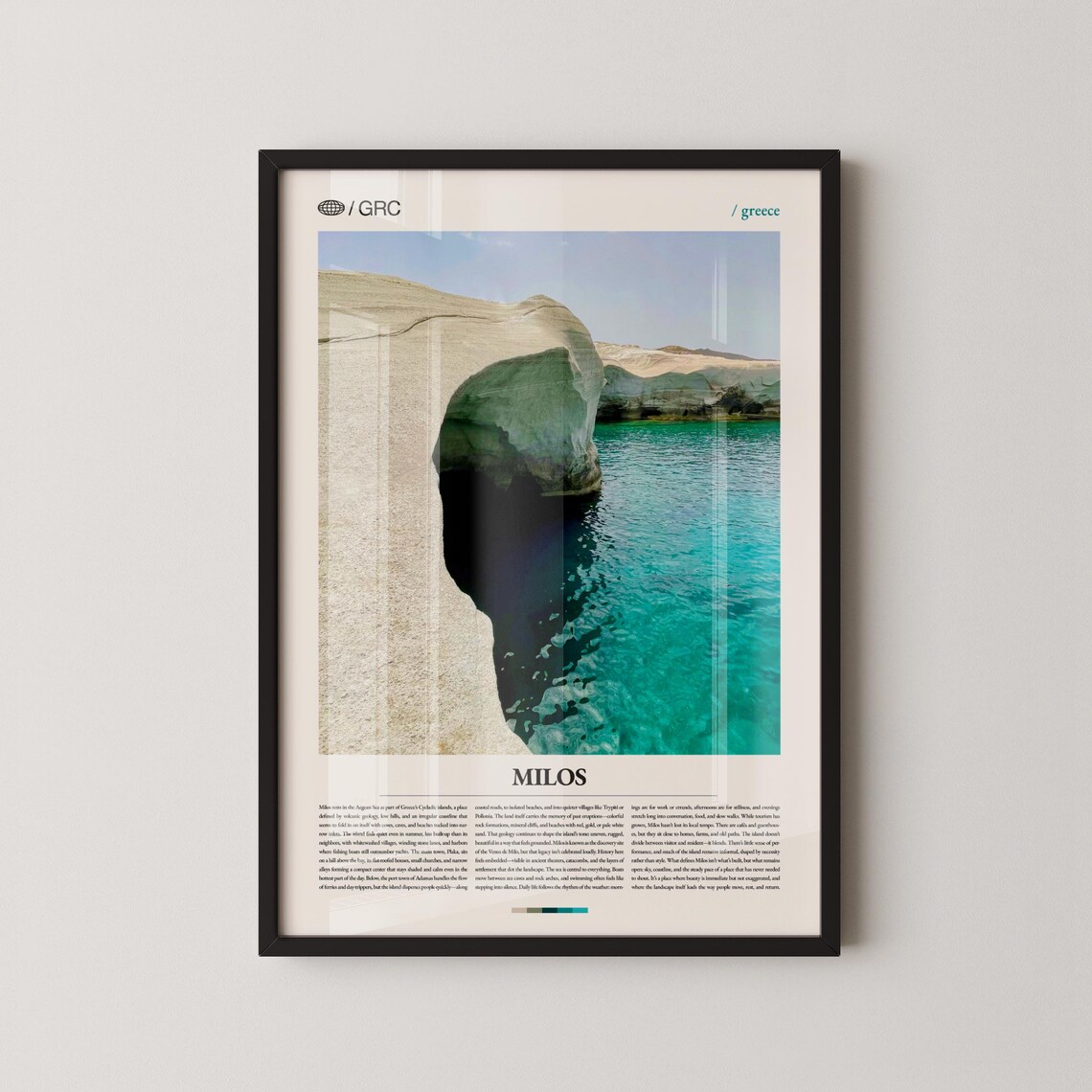 Milos Greece White Rock Arch Turquoise Sea Photography Travel Poster