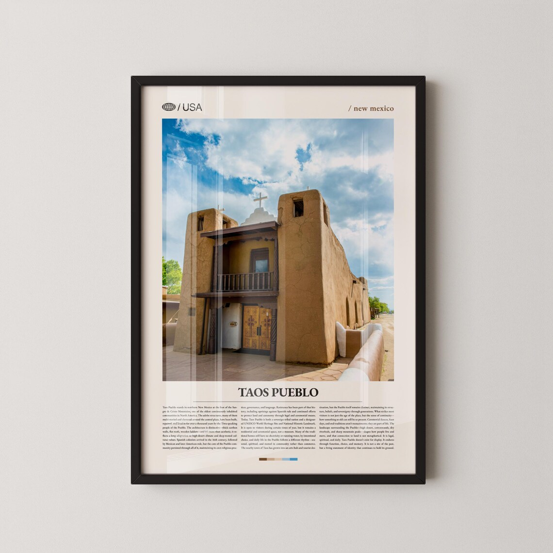 Taos Pueblo Adobe Mission Church New Mexico Southwest Travel Poster