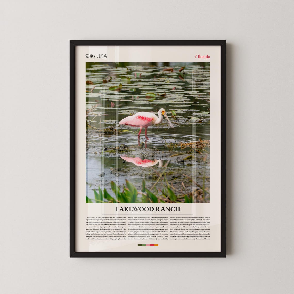 Lakewood Ranch Florida Roseate Spoonbill Wading Bird Travel Poster