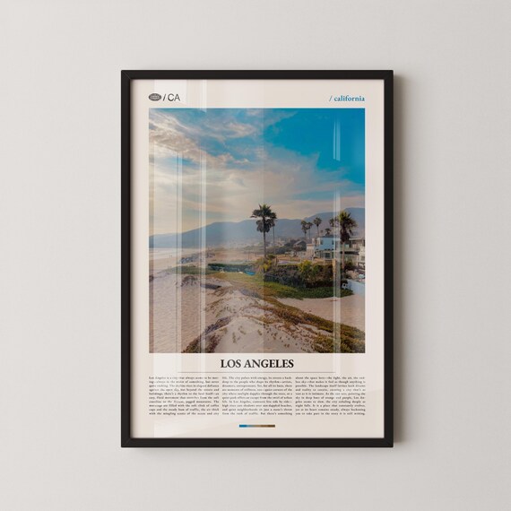 Los Angeles Beach Sunset Palm Trees California Coastal Travel Poster