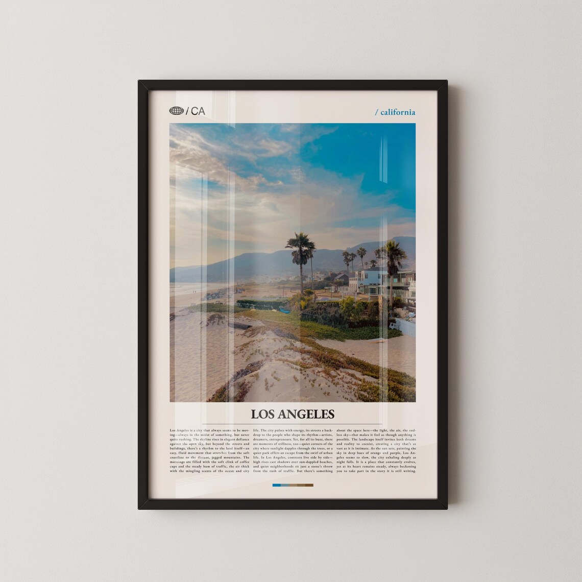 Los Angeles Beach Sunset Palm Trees California Coastal Travel Poster
