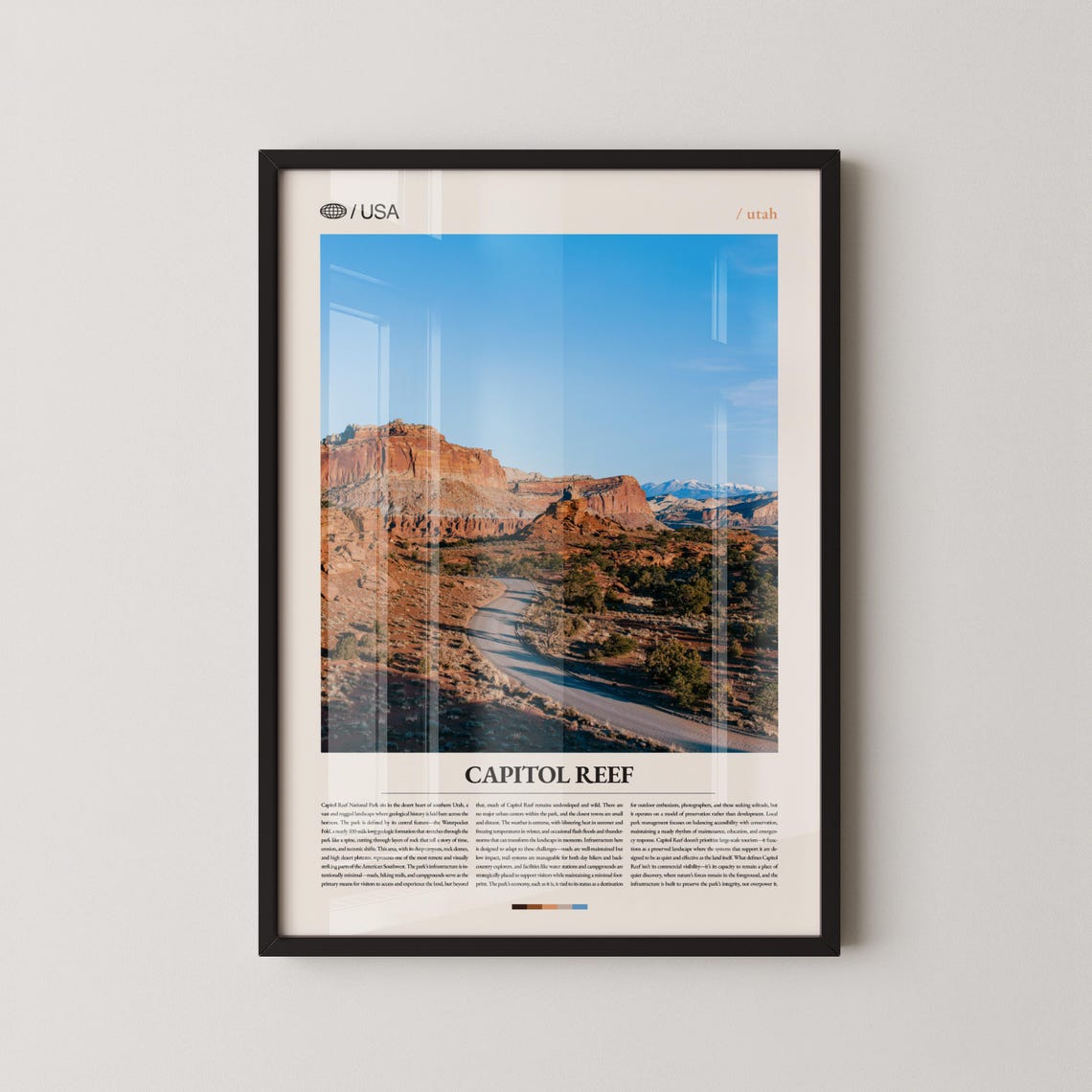 Capitol Reef National Park Utah Red Rock Canyon Travel Poster