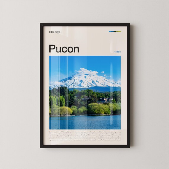 Pucon Print Pucn Wall Art Poster Chile Landscape Photography Volcano And Lake Decor
