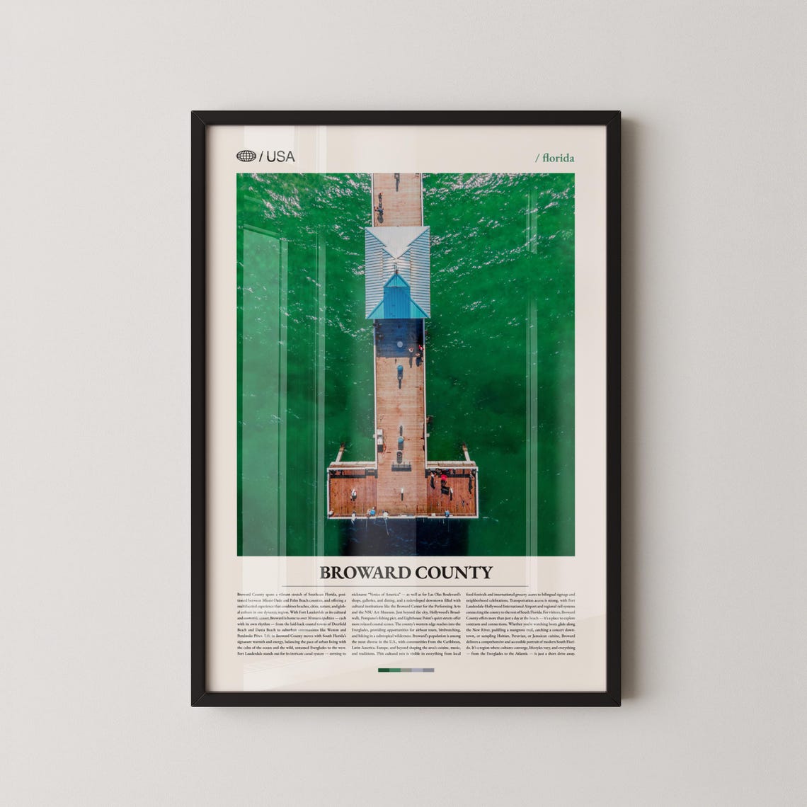 Broward County Florida Aerial Pier Travel Poster Editorial Layout