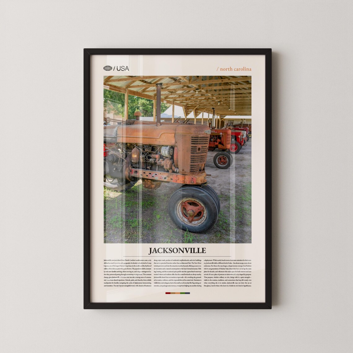 Jacksonville North Carolina Rusted Antique Tractor Barn Farm Travel Poster