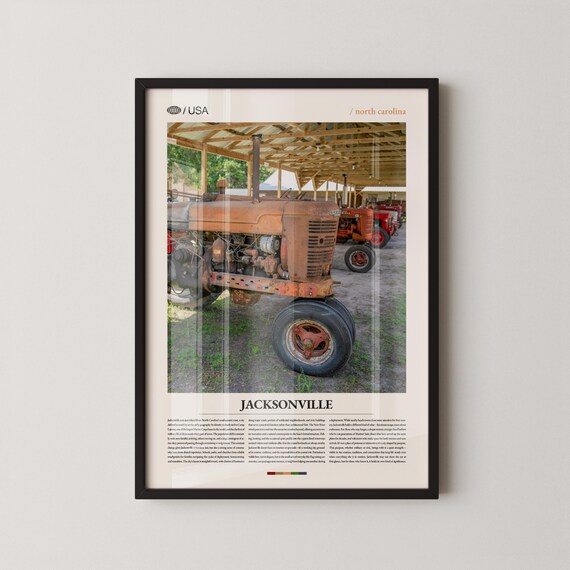 Jacksonville North Carolina Rusted Antique Tractor Barn Farm Travel Poster