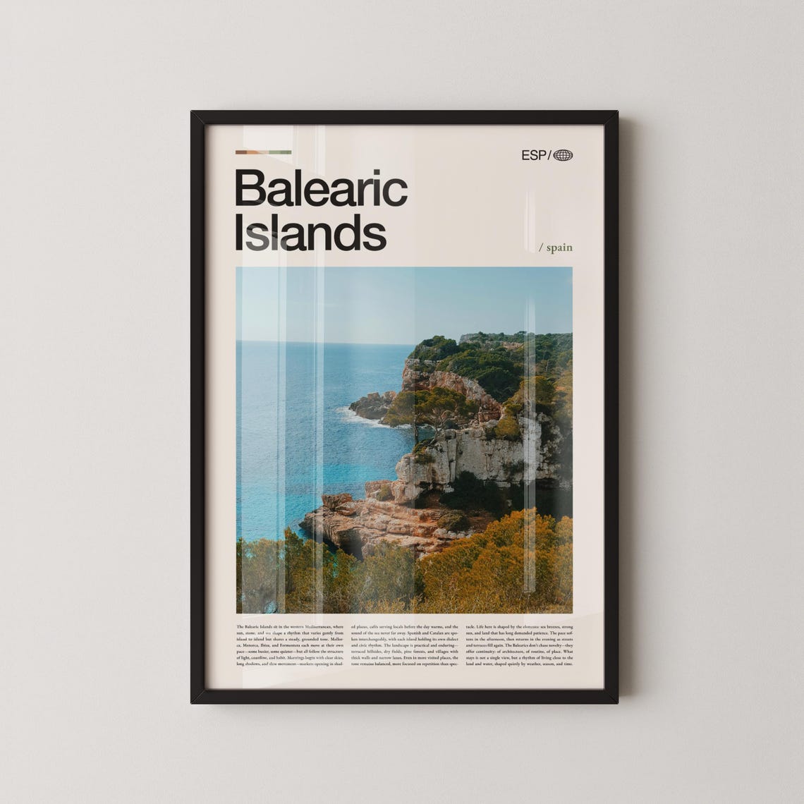 Balearic Islands Spain Rocky Coastline Travel Photography Poster