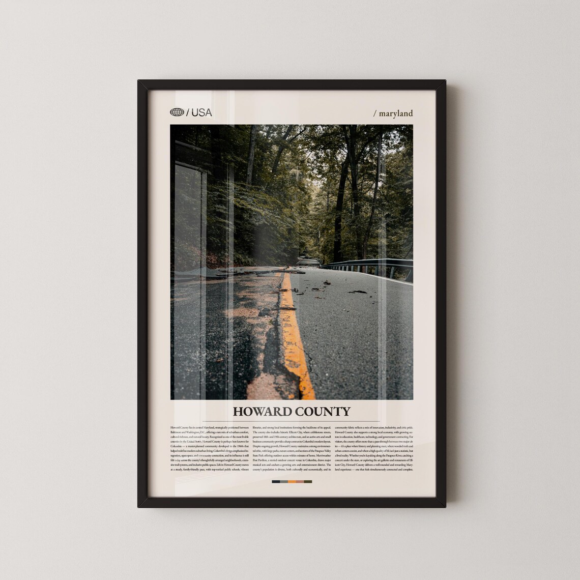 Howard County Maryland Scenic Forest Road Modern Travel Poster