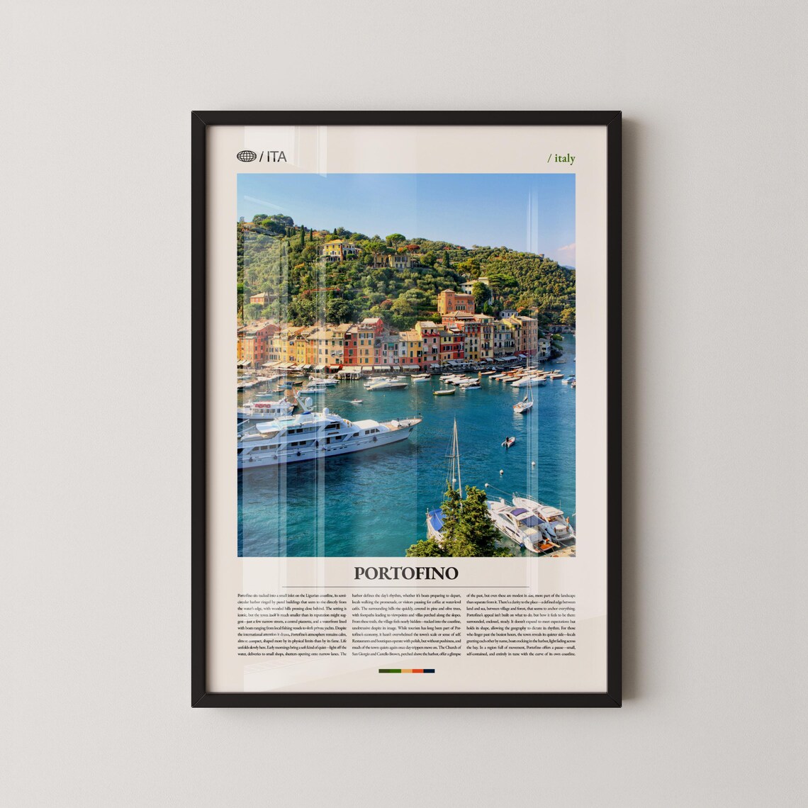 Portofino Italy Ligurian Harbor Yachts Coastal Village Travel Poster