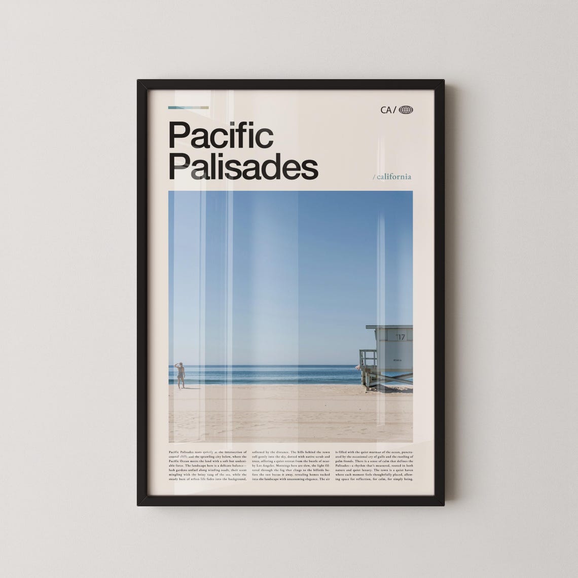 Pacific Palisades California Beach Lifeguard Tower Title Top Poster