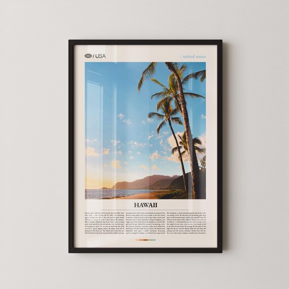 Hawaiian Island Ocean Sunset Palm Trees Coastal Scenic Poster