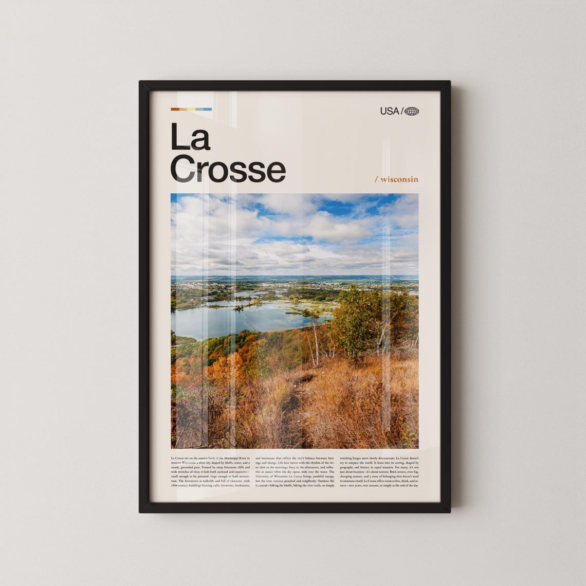 La Crosse Wisconsin River Valley Bluff Overlook Scenic Travel Poster