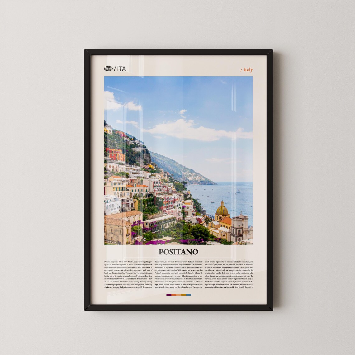 Positano Italy Amalfi Coast Cliff Village Travel Photo Poster