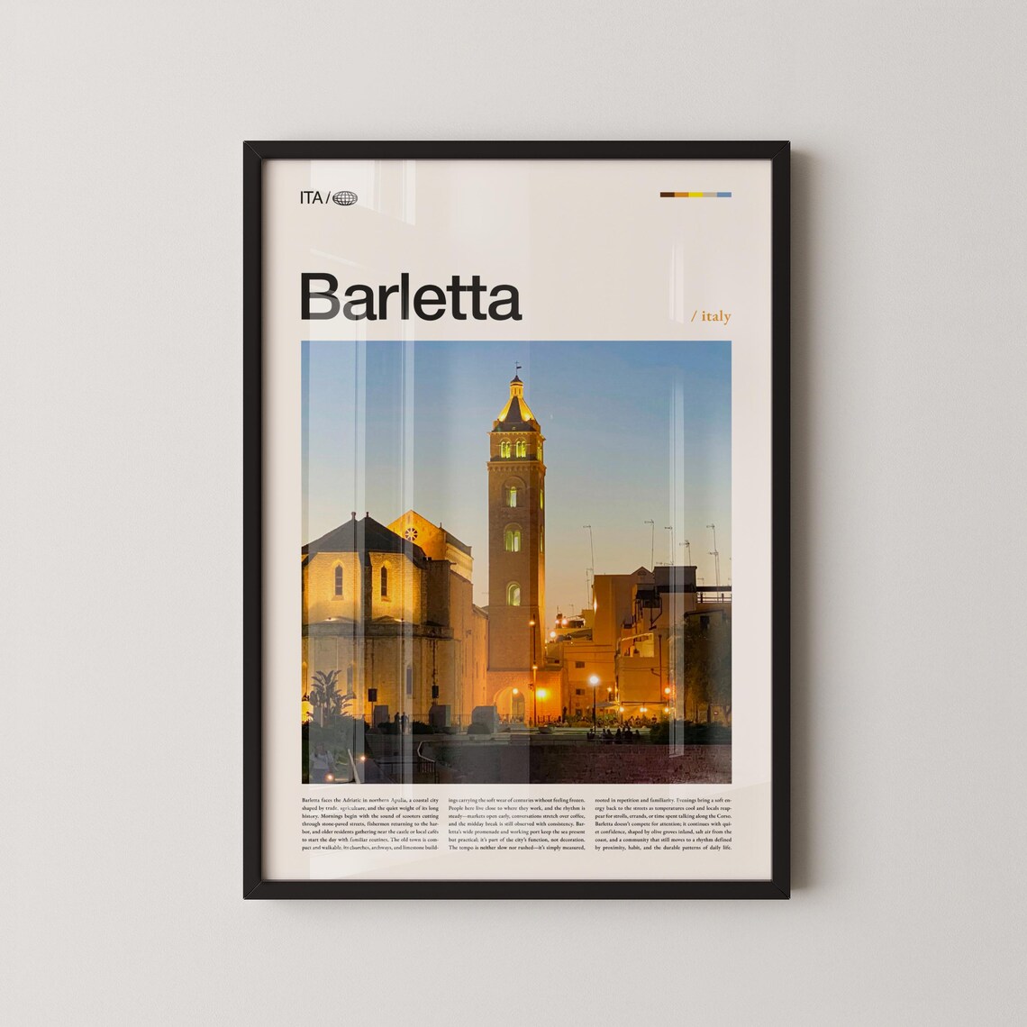 Barletta Italy Cathedral at Dusk Cityscape Travel Wall Poster