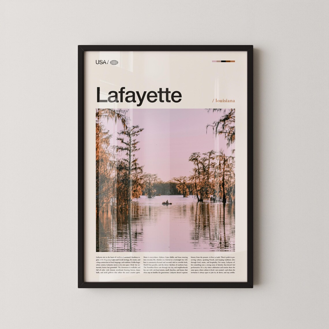 Lafayette Louisiana Bayou Sunset Cypress Swamp Travel Poster