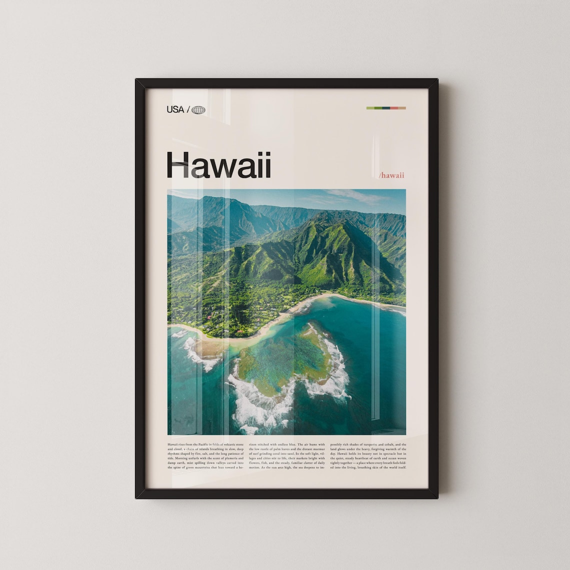 Hawaii Island Aerial Turquoise Coastline Tropical Photo Poster
