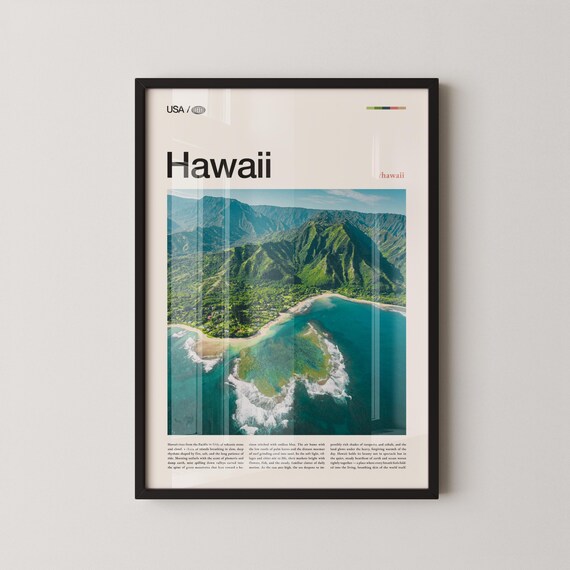 Hawaii Island Aerial Turquoise Coastline Tropical Photo Poster