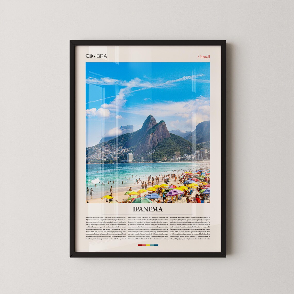 Ipanema Beach Rio De Janeiro Travel Poster Umbrellas Mountain Photo