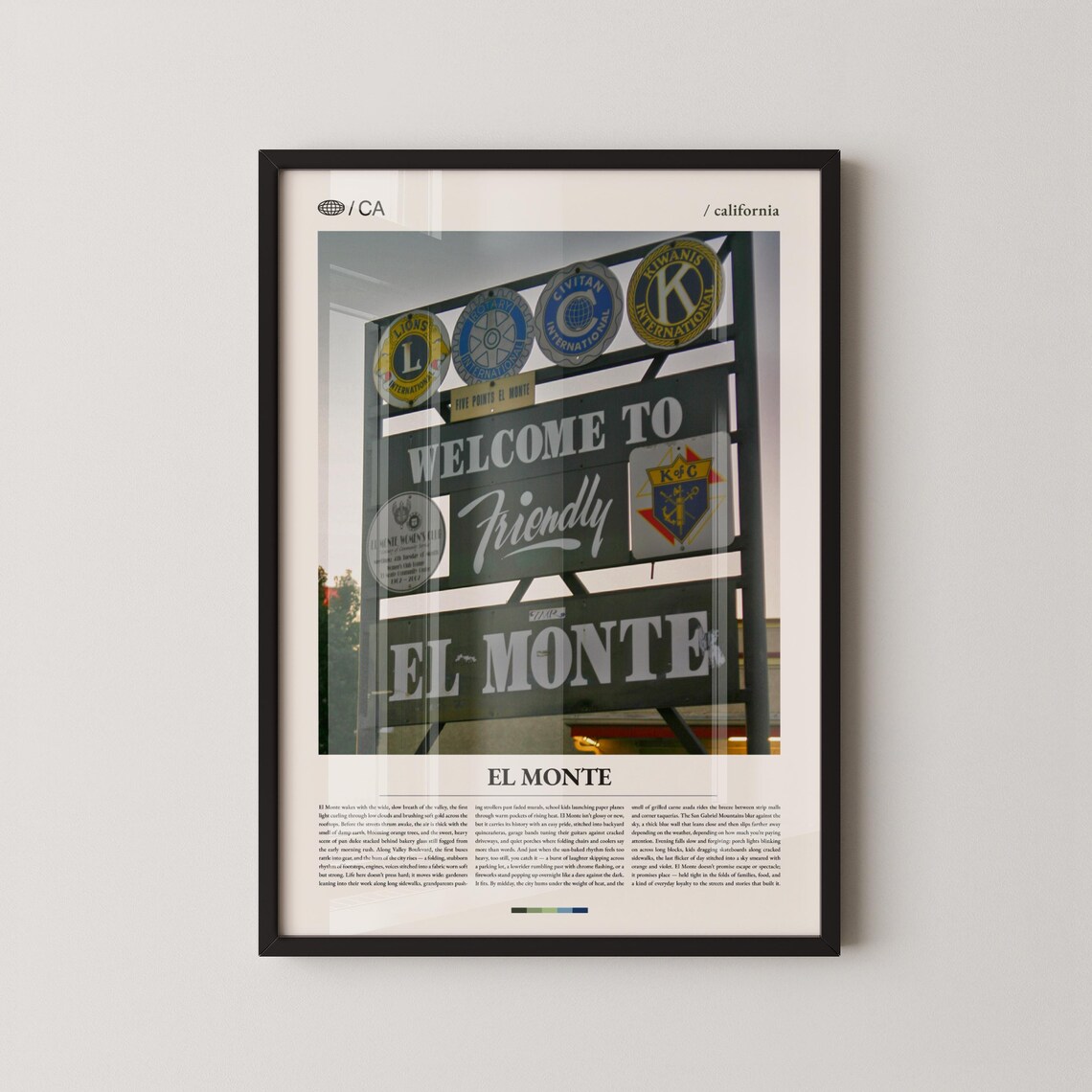 El Monte California Friendly Welcome Sign Photography Travel Poster