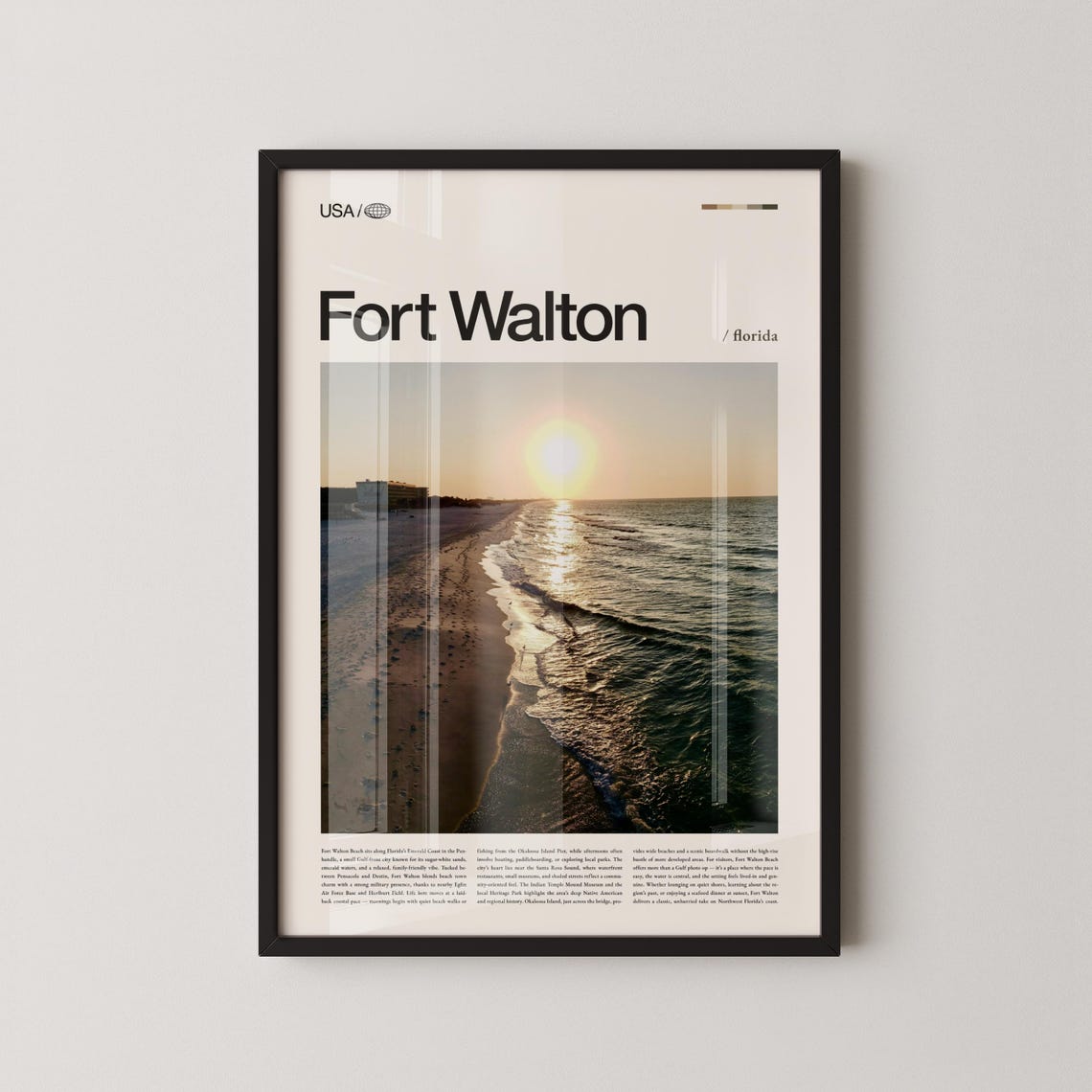 Fort Walton Beach Florida Sunset Ocean Waves Photo Travel Poster