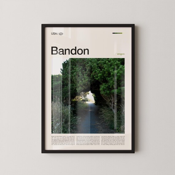 Bandon Oregon Forest Beach Path Minimalist Travel Photo Poster